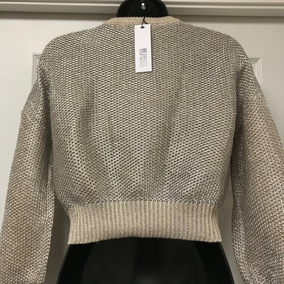 NEW BB Dakota Sweater XSmall Steve Madden Retail $89.00 Rose Gold Metallic - Picture 5 of 11